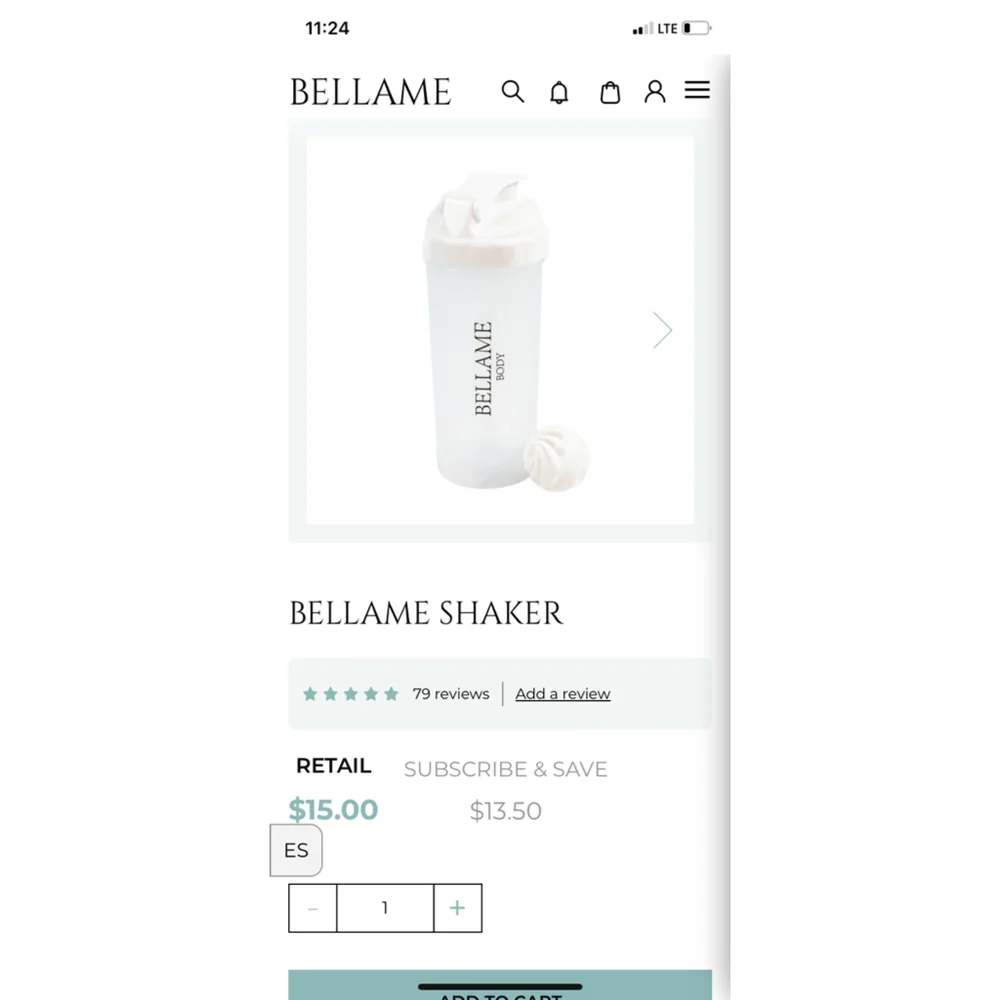 Bellame Body Shaker Bottle White - Picture 4 of 6